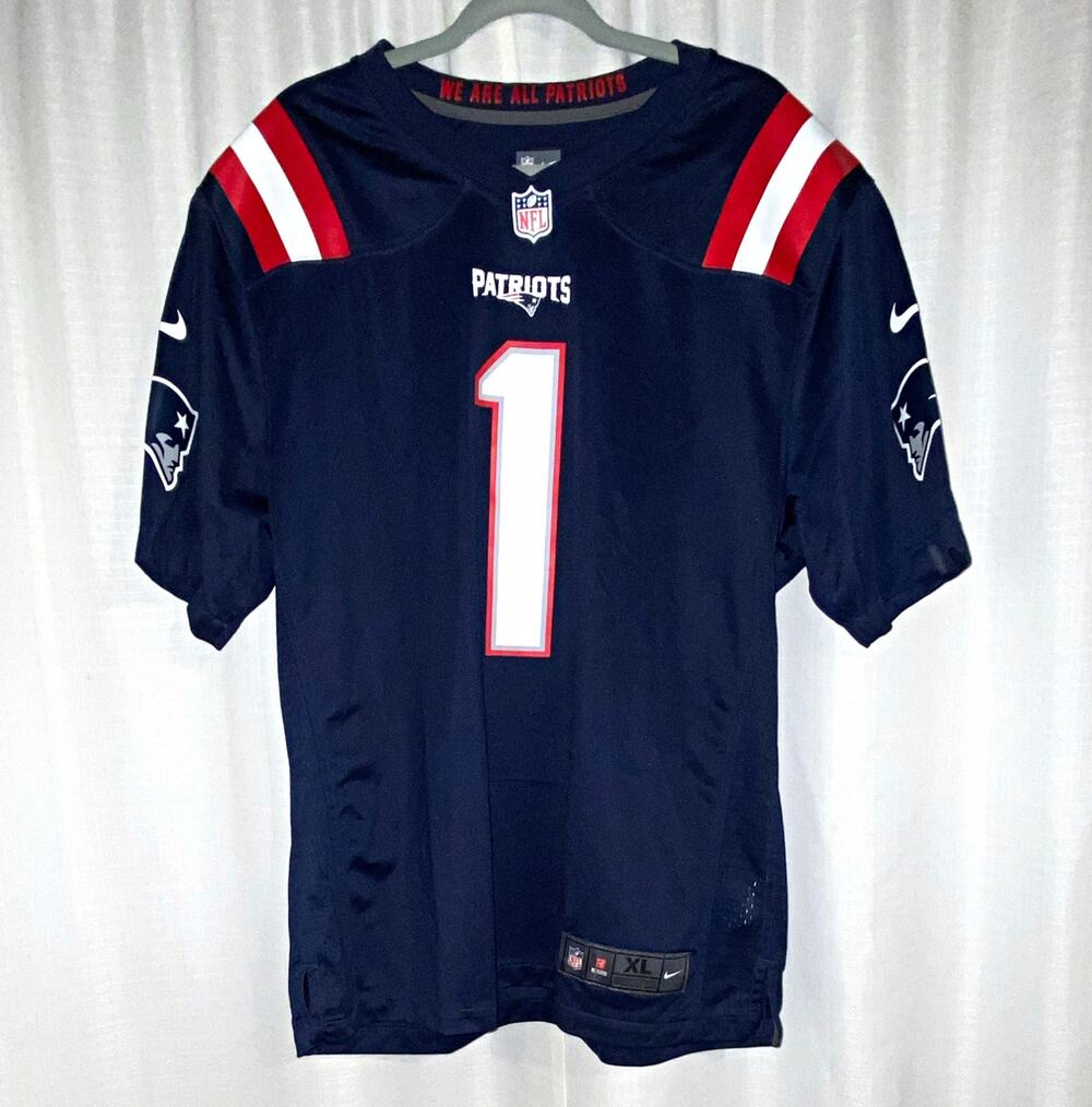 Nike NFL New England Patriots Cam Newton #1 Men’s On Field Jersey XL Navy
